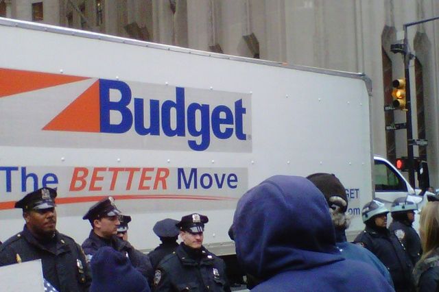 The Budget Truck driven by one alleged protester